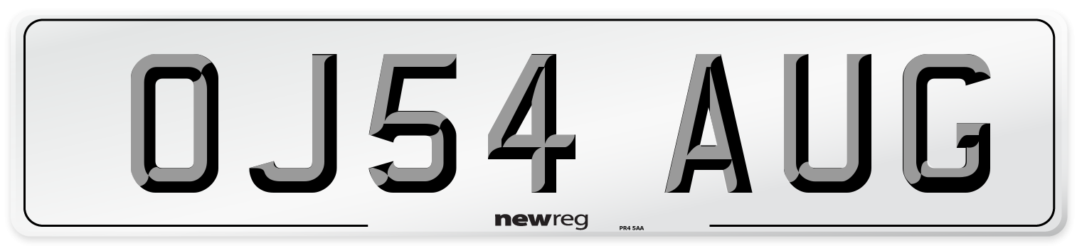 OJ54 AUG Number Plate from New Reg